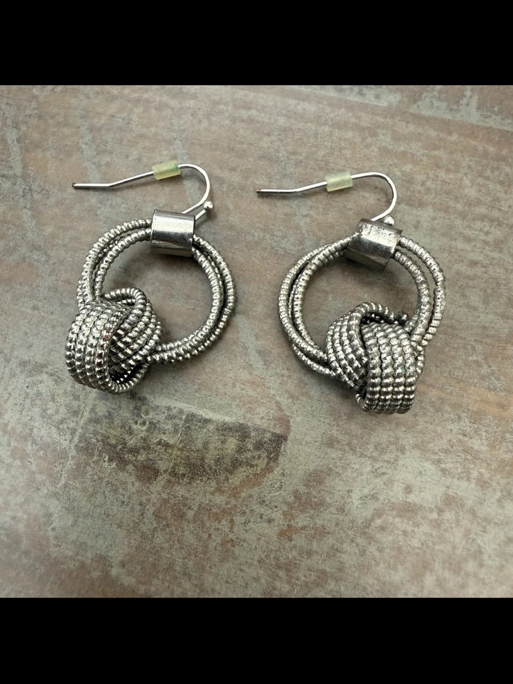 Seed & Sage silver-plated knot-style hoop dangle drop earring